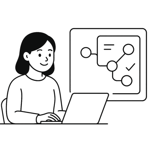 Woman working with AI-powered virtual assistant tools to manage tasks and increase productivity